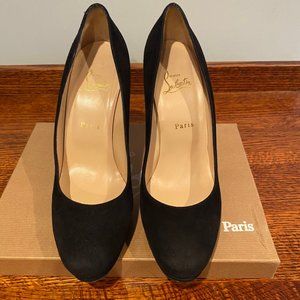 Christian Louboutin black suede platform pumps 40